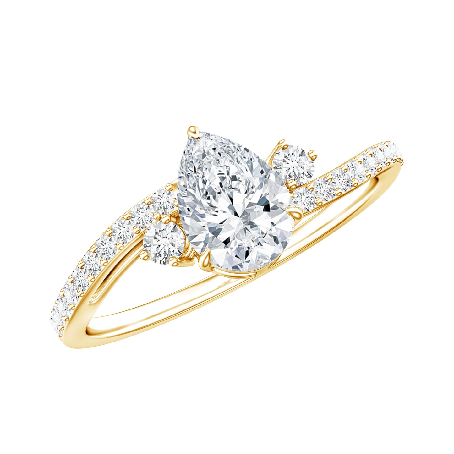 Pear Lab Created Diamond Engagement Bypass Ring for Her