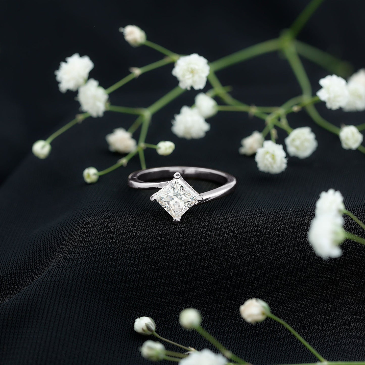 Princess Cut Lab Grown Diamond Bypass Engagement Ring for Women