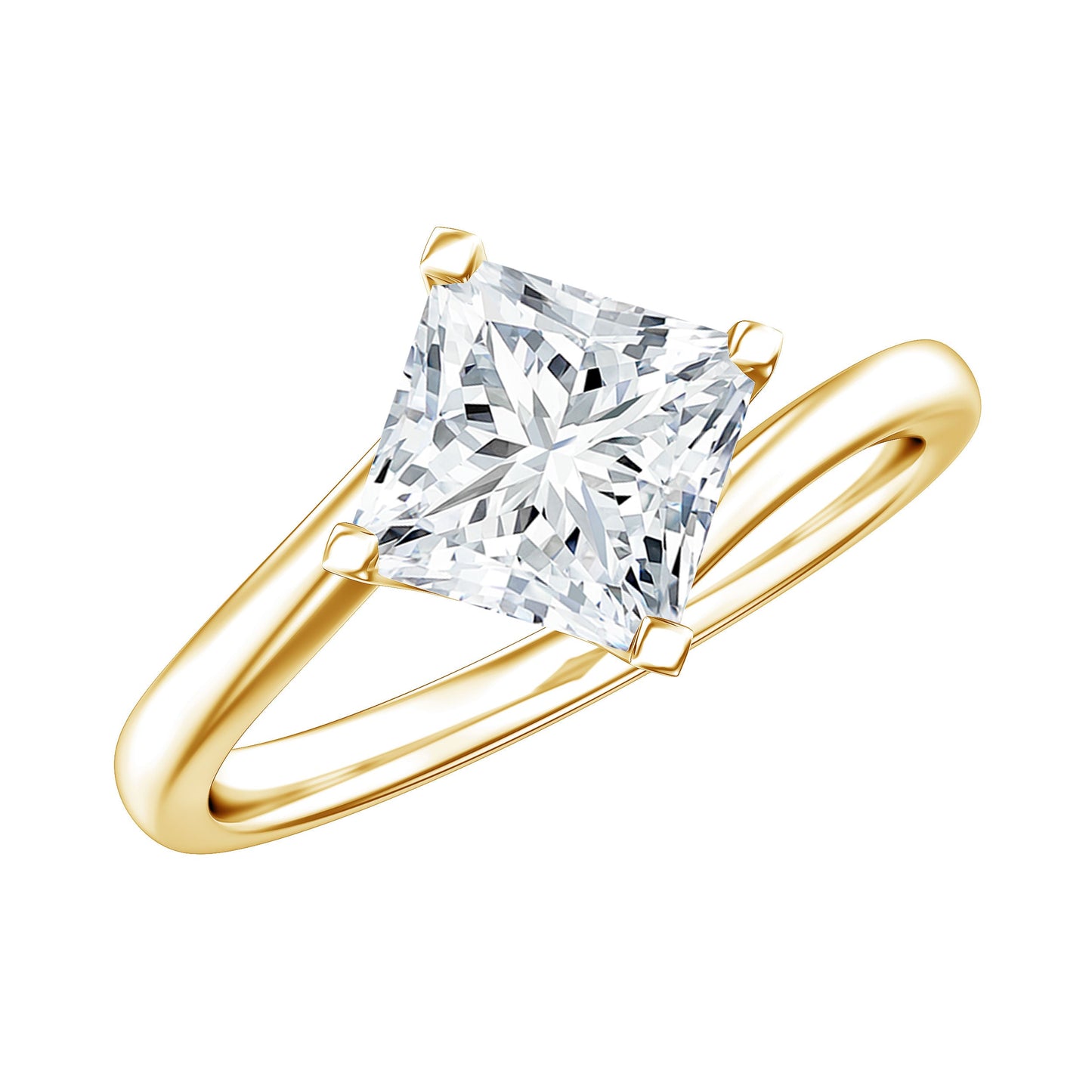 Princess Cut Lab Grown Diamond Bypass Engagement Ring for Women