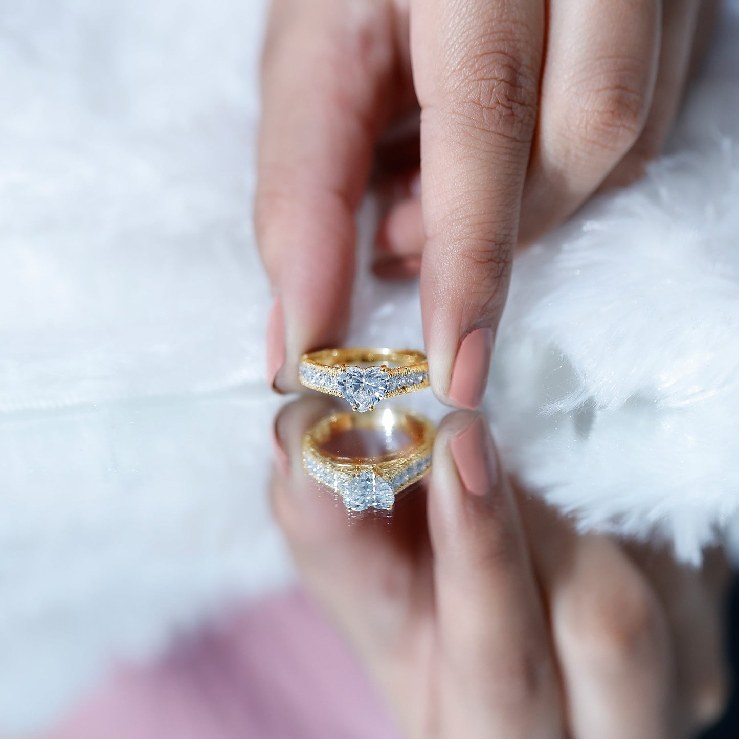 Heart Engagement Ring With Lab Grown Diamonds