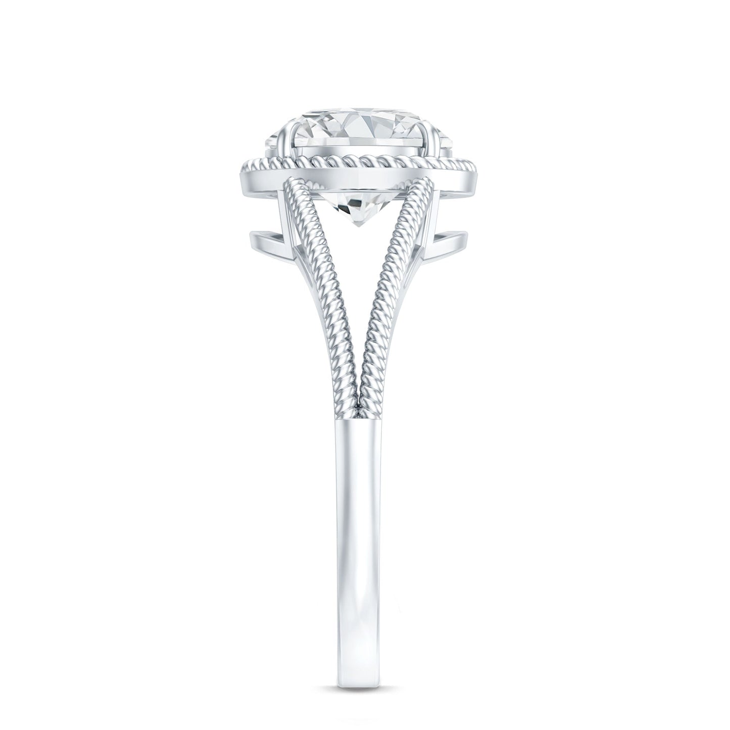 Man Made Diamond Engagement Ring With Split Shank