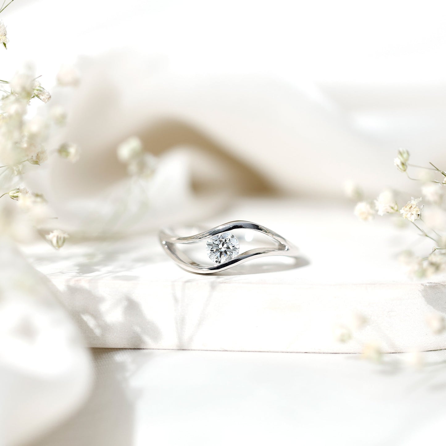 Certified 0.98 Carat Lab Created Diamond Round Engagement Ring in Tension Setting
