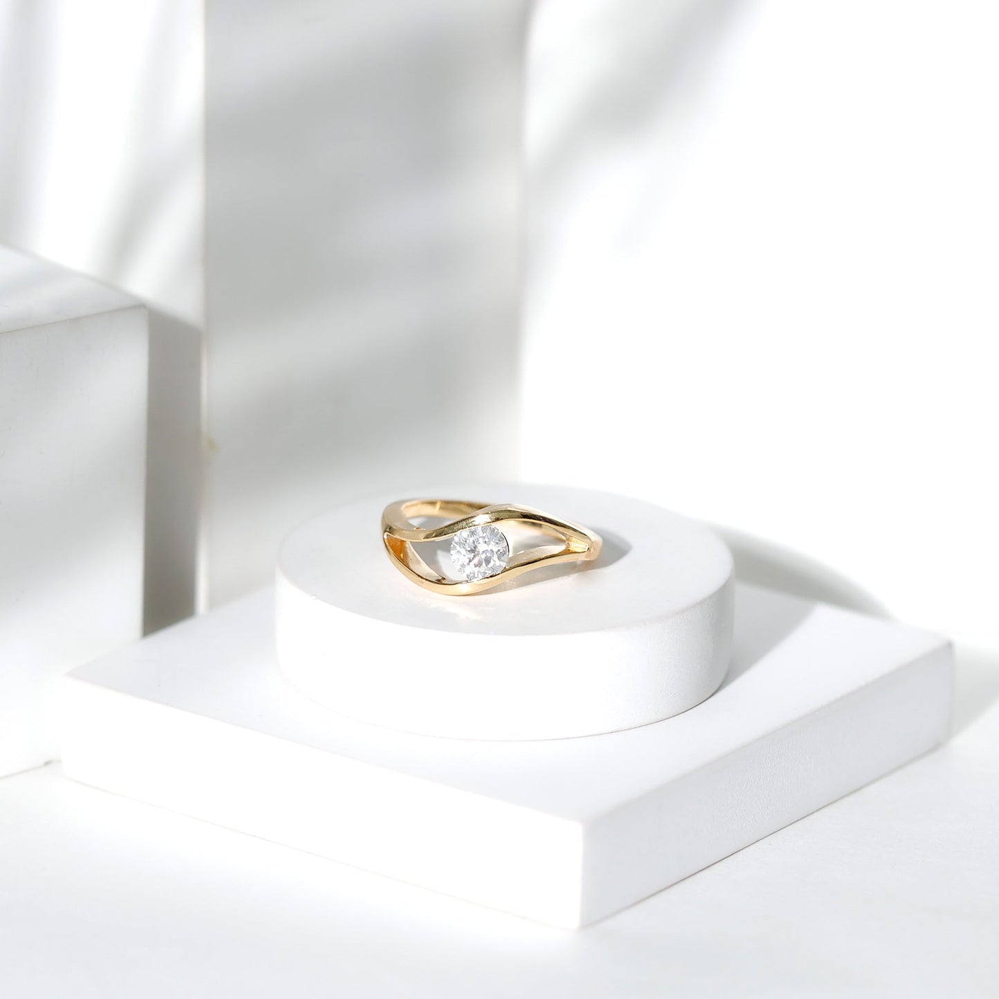Certified 0.98 Carat Lab Created Diamond Round Engagement Ring in Tension Setting