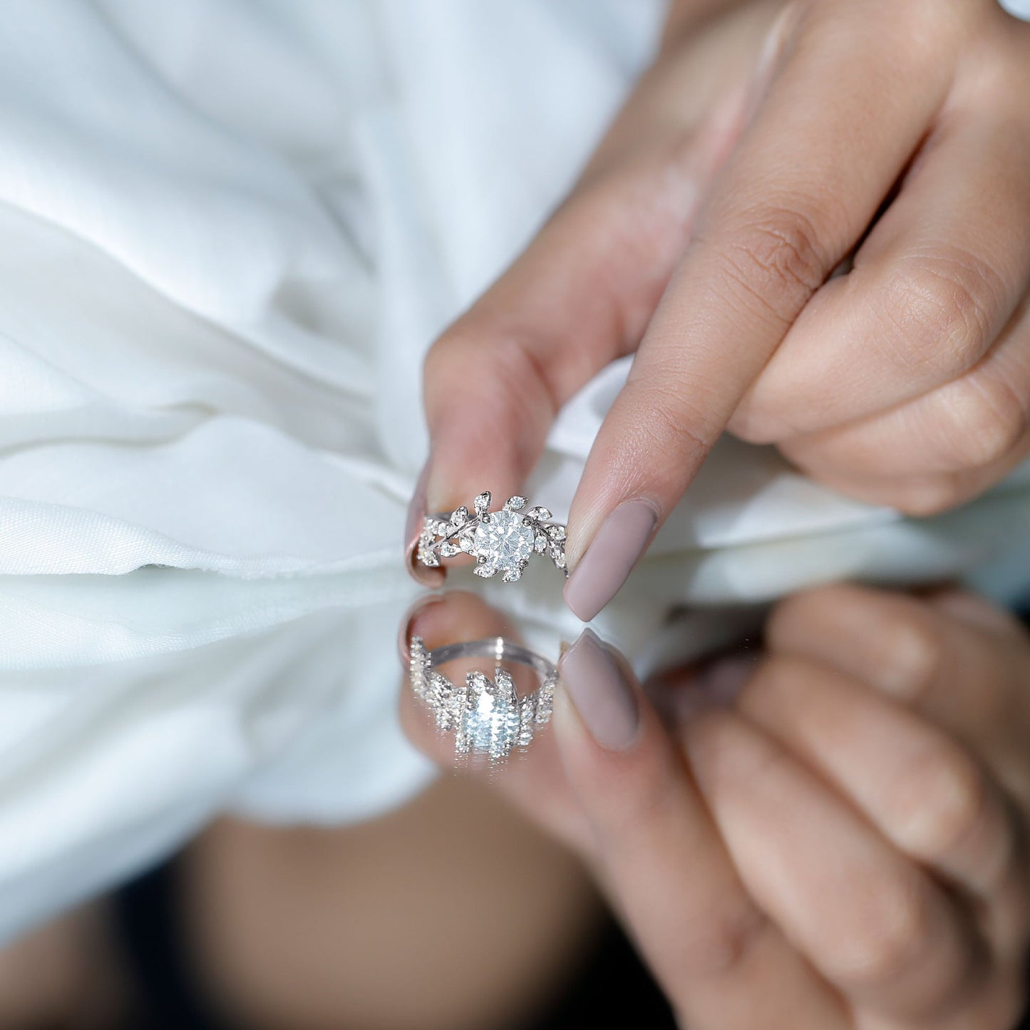 Round Cut 1.2 Carat Lab Grown Diamond Flower Engagement Ring