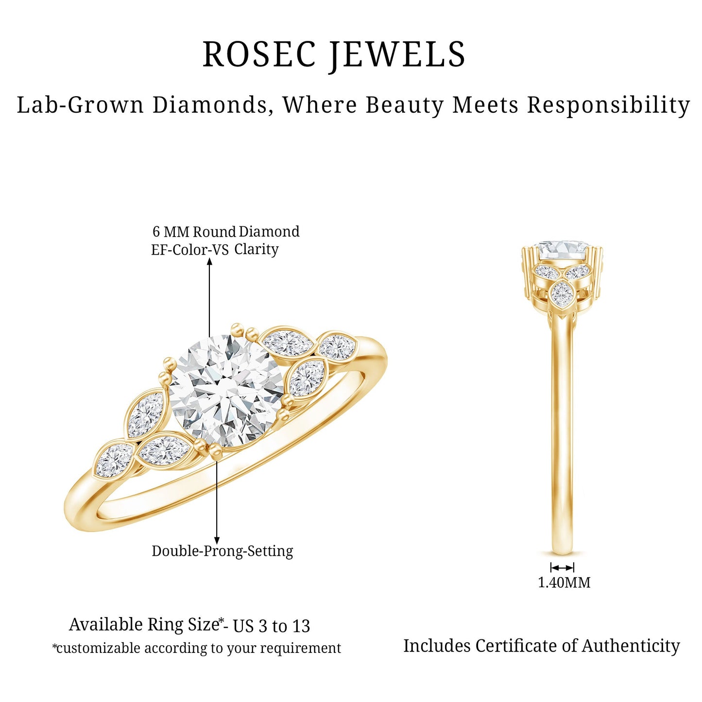 Certified 0.9 Carat Round Diamond Promise Engagement Ring For Her