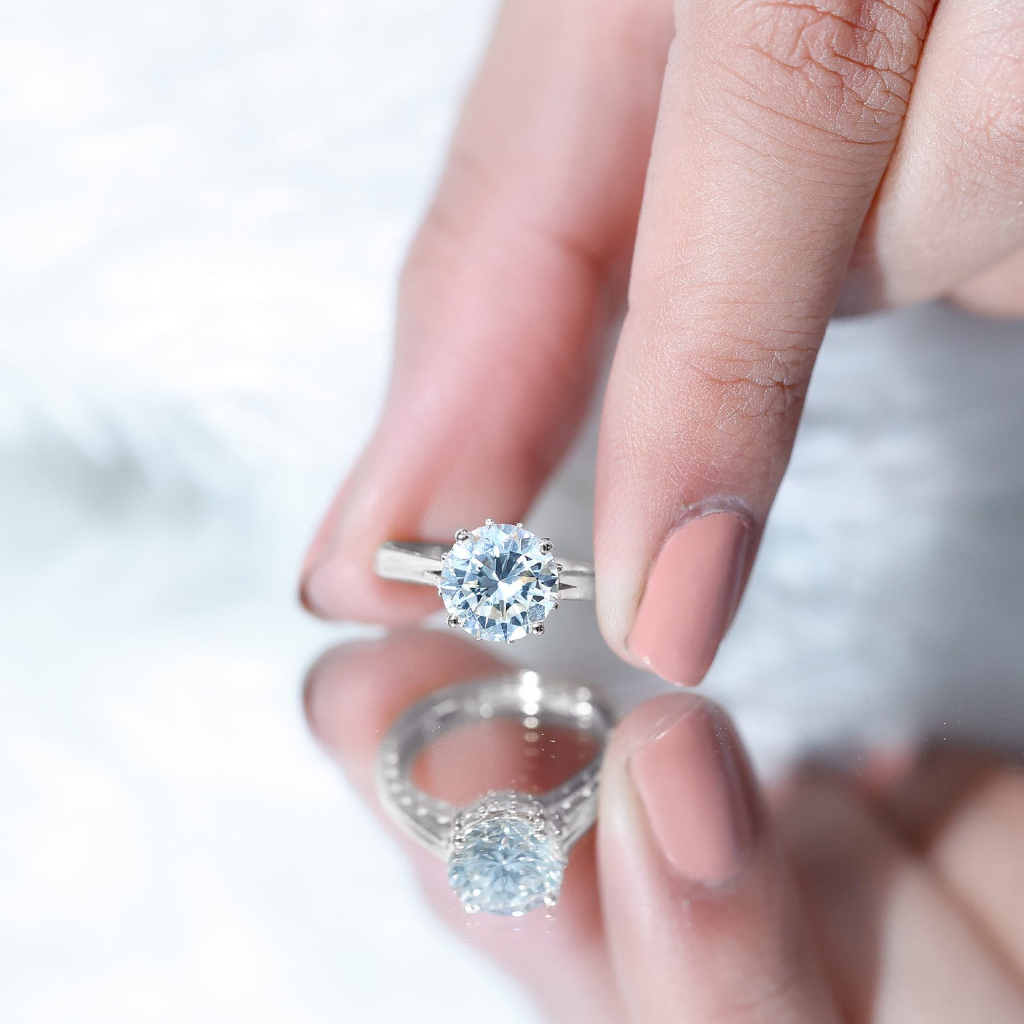 Lab Grown Diamond 2 Carat Round Engagement Ring With Certificate