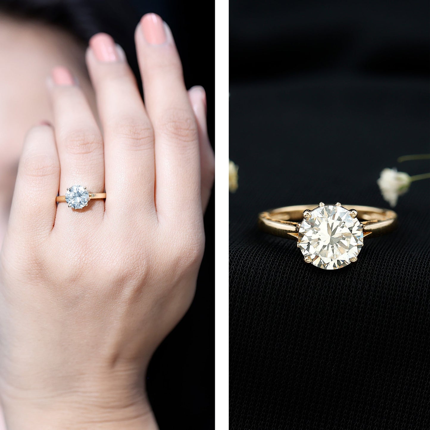 Lab Grown Diamond 2 Carat Round Engagement Ring With Certificate