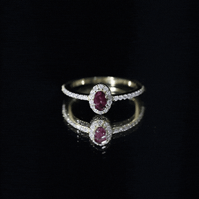 Oval Rhodolite Garnet and Diamond Promise Ring for Her