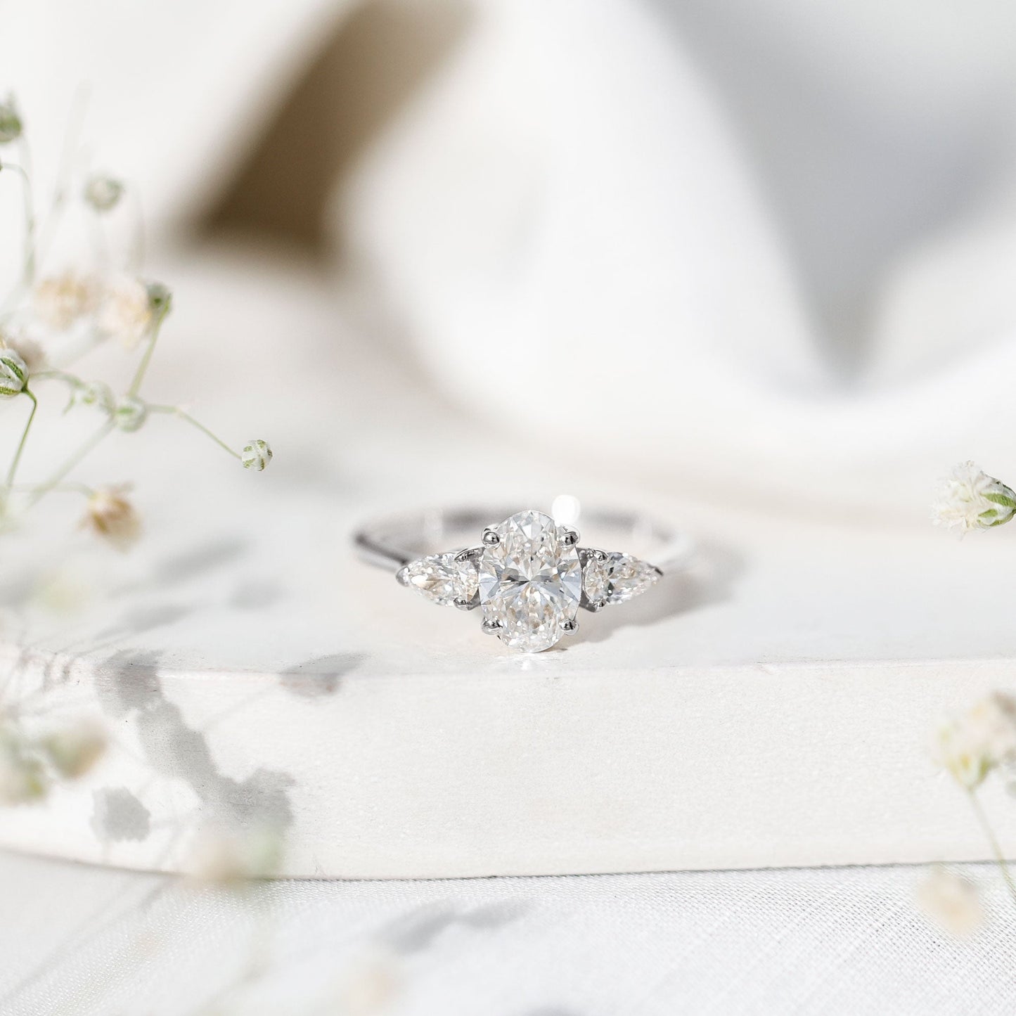 1 Carat Lab Grown Diamond Three Stone Engagement Ring with IGI Certificate