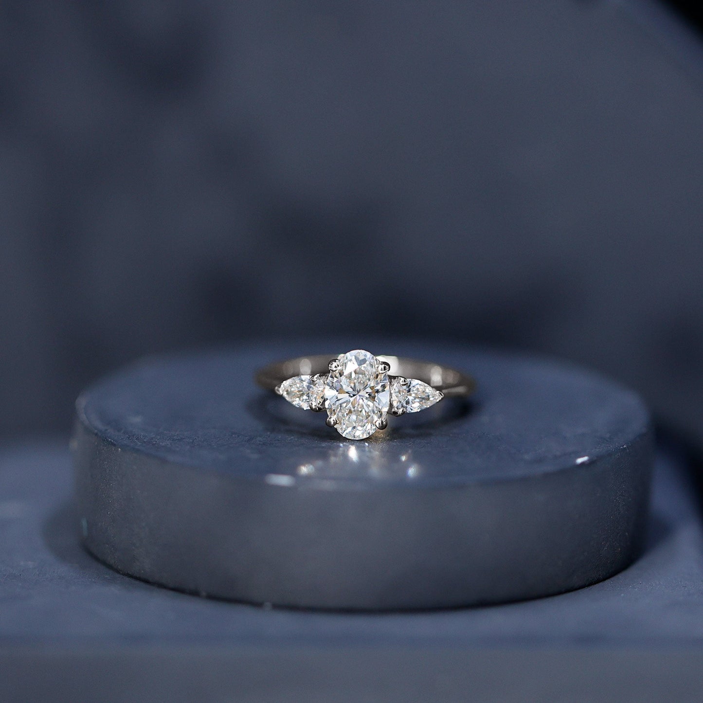 1 Carat Lab Grown Diamond Three Stone Engagement Ring with IGI Certificate