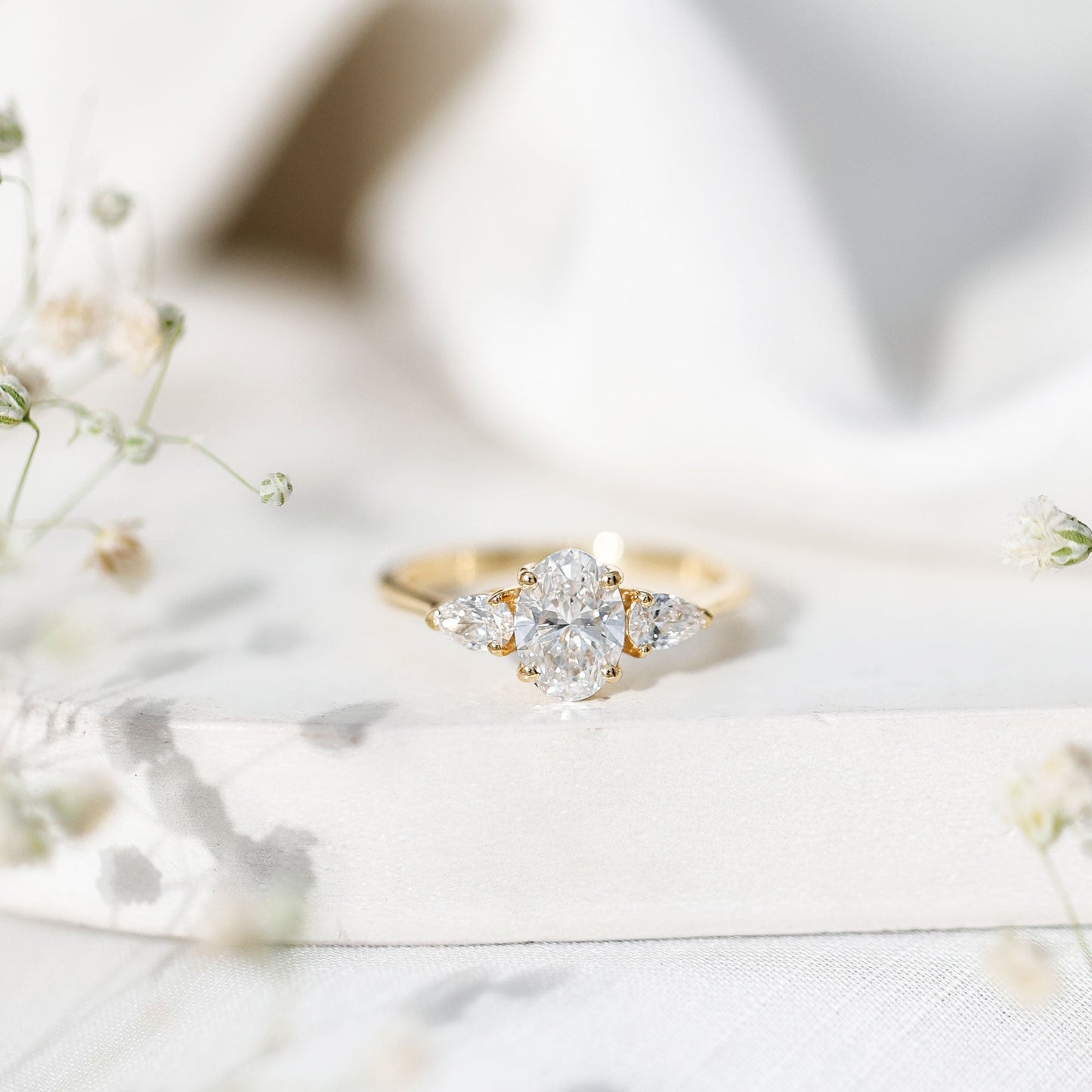1 Carat Lab Grown Diamond Three Stone Engagement Ring with IGI Certificate