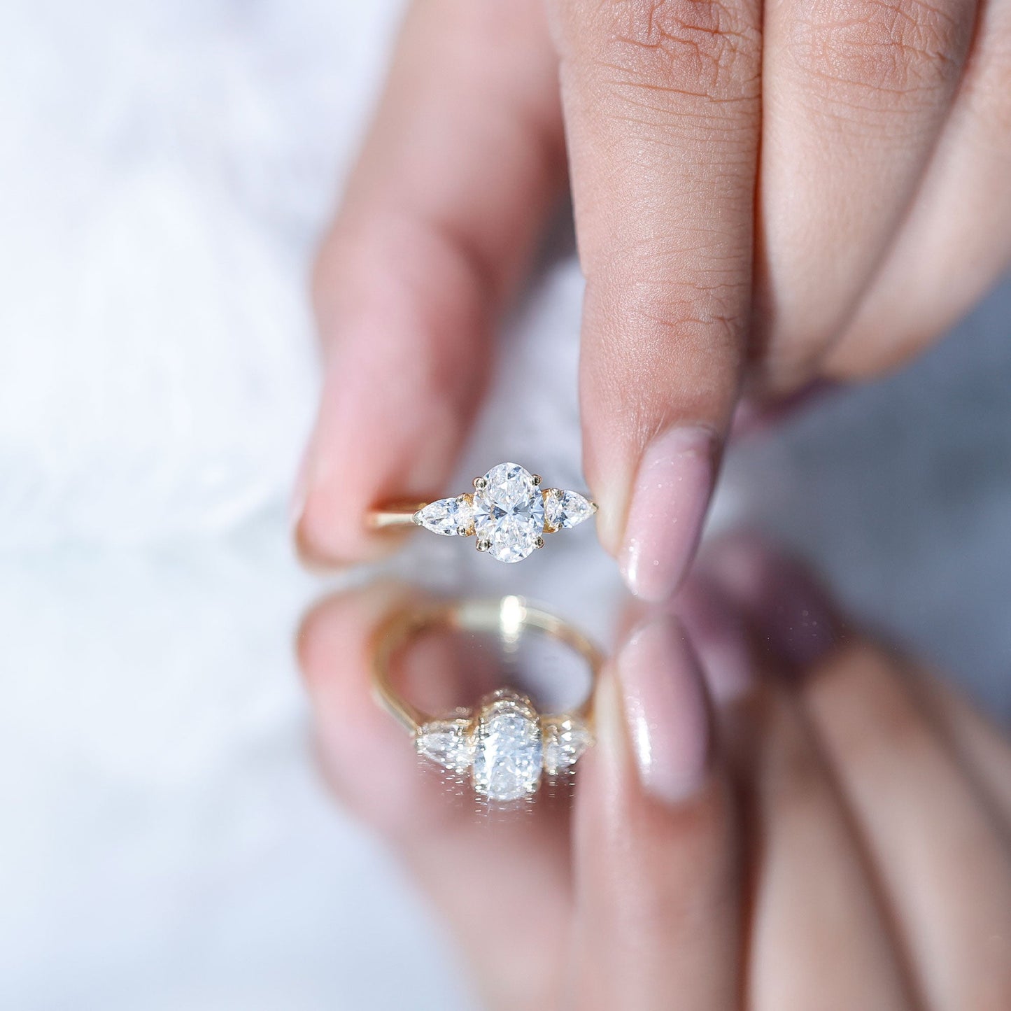 1 Carat Lab Grown Diamond Three Stone Engagement Ring with IGI Certificate