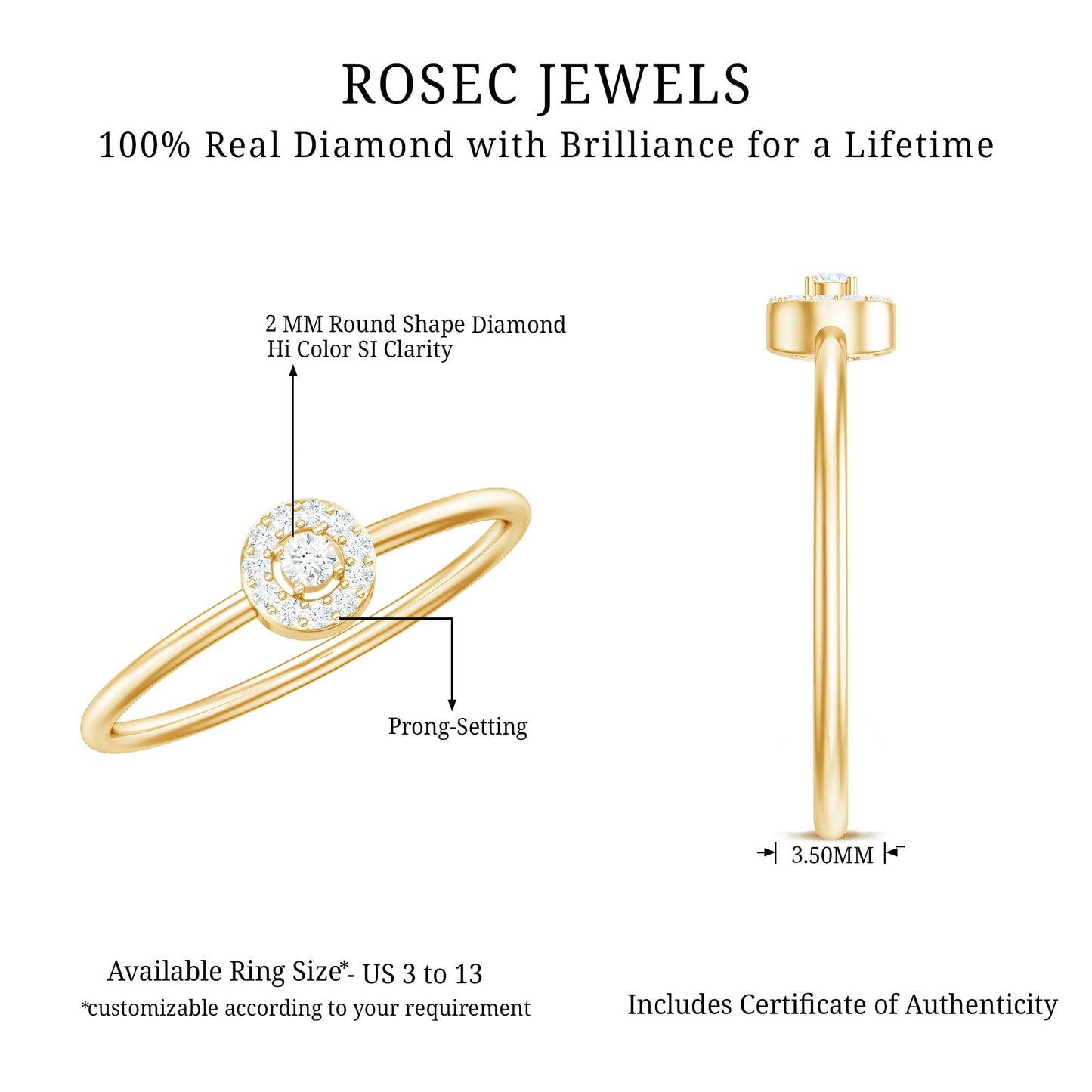 Natural Diamond Dainty Promise Ring