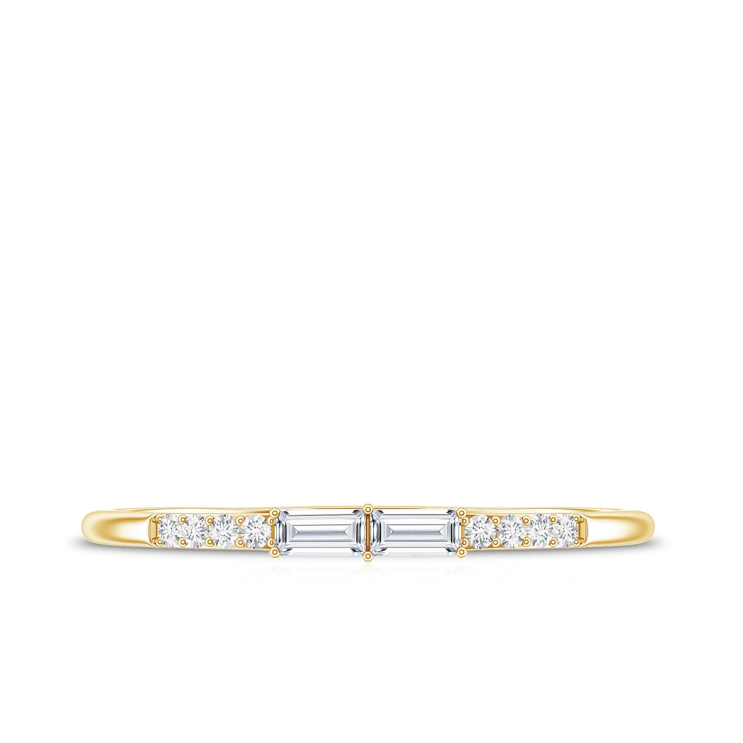 Baguette Diamond Stackable Ring in East West Style