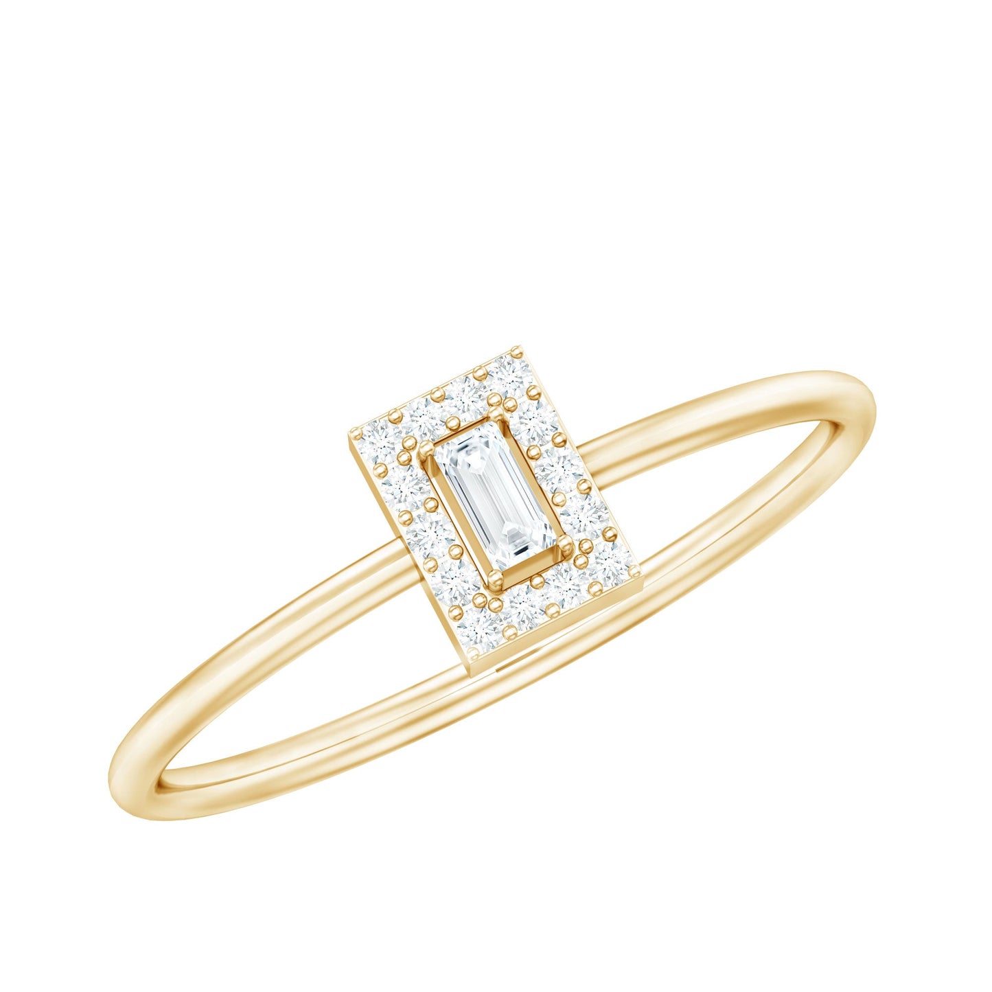 Baguette Cut Diamond Halo Promise Ring with Certificate