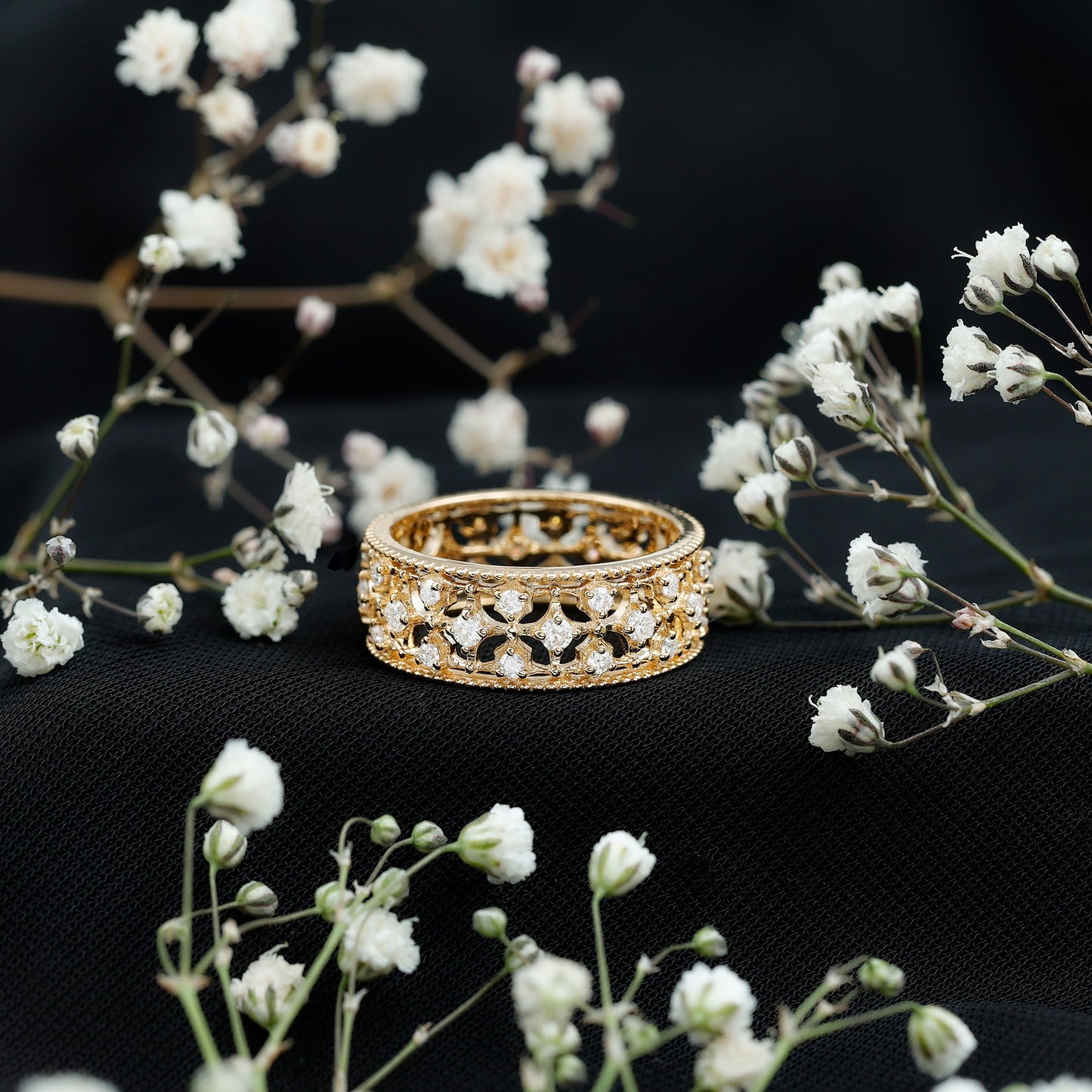 Designer Moissanite Wedding Band Ring