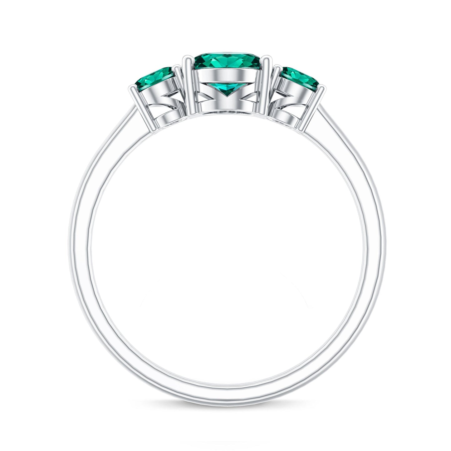 AAAA Quality Oval Cut Lab Created Emerald Three Stone Ring for Women