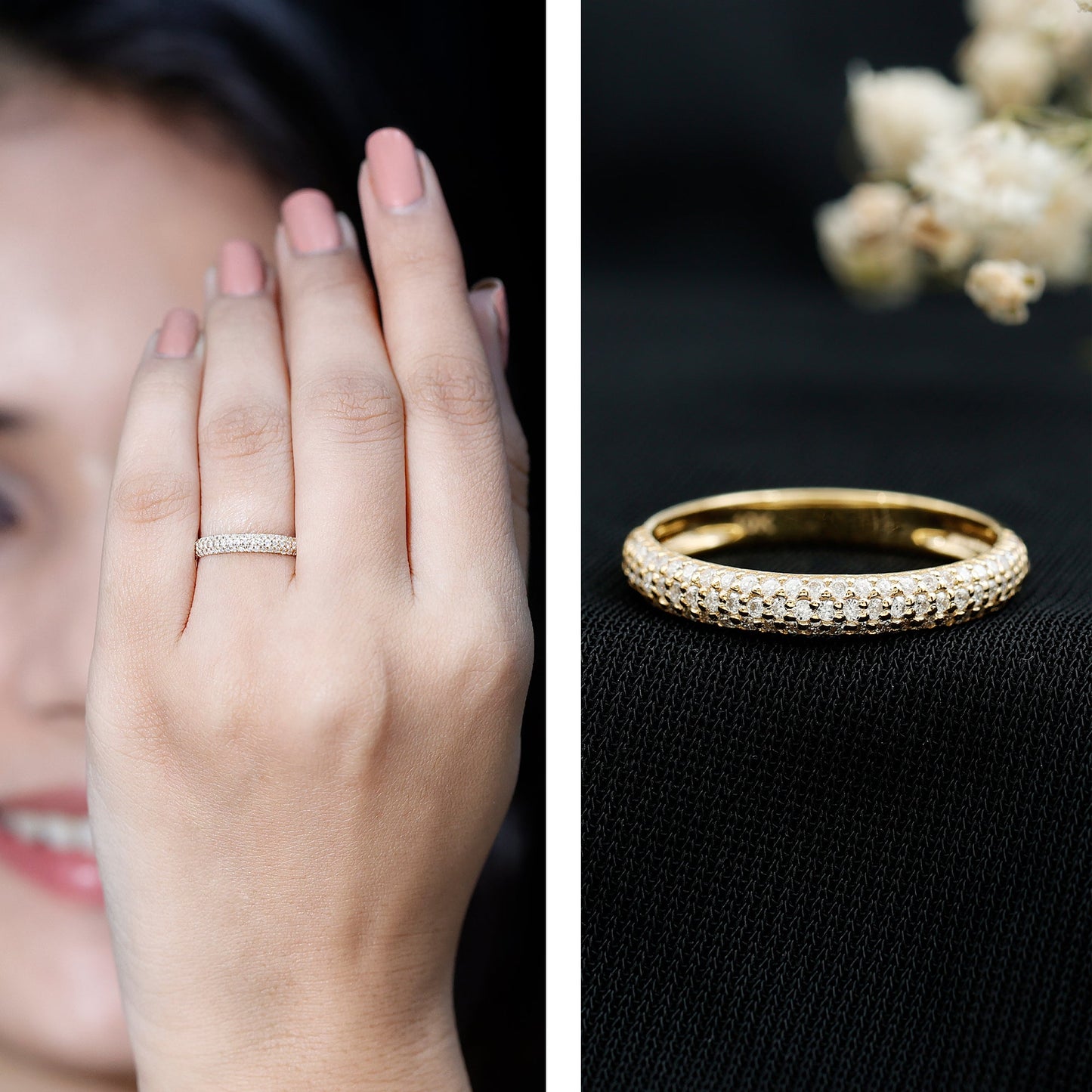 Brilliant Cut Round Moissanite Band Ring For Women