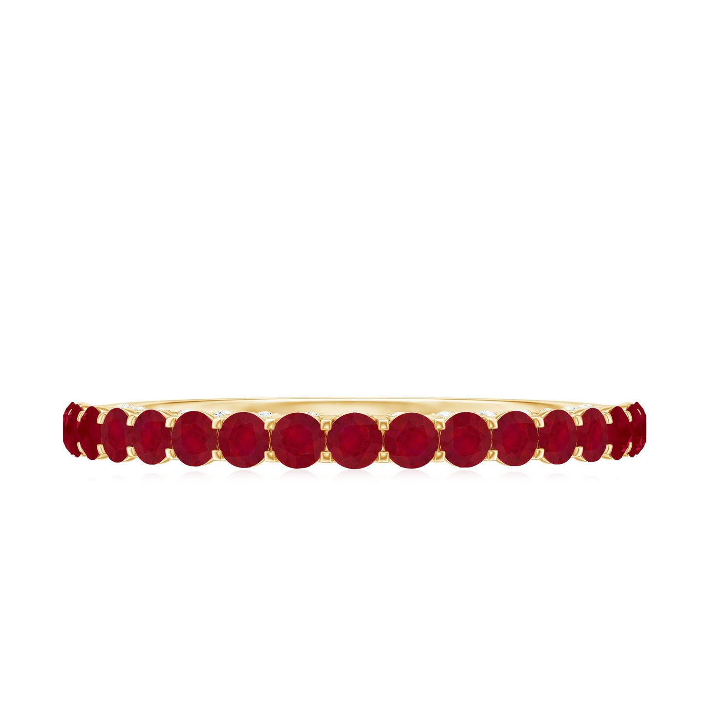Genuine Ruby Half Eternity Ring with Diamond