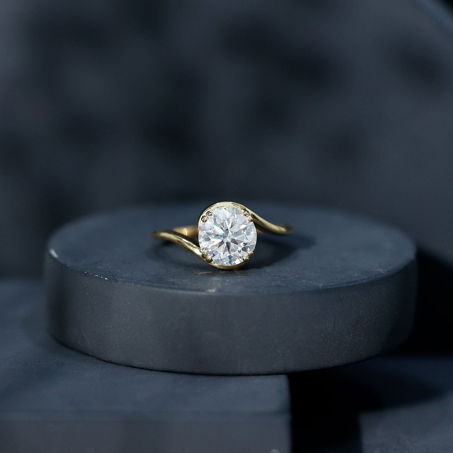 2 Carat Round Moissanite Bypass Engagement Ring
