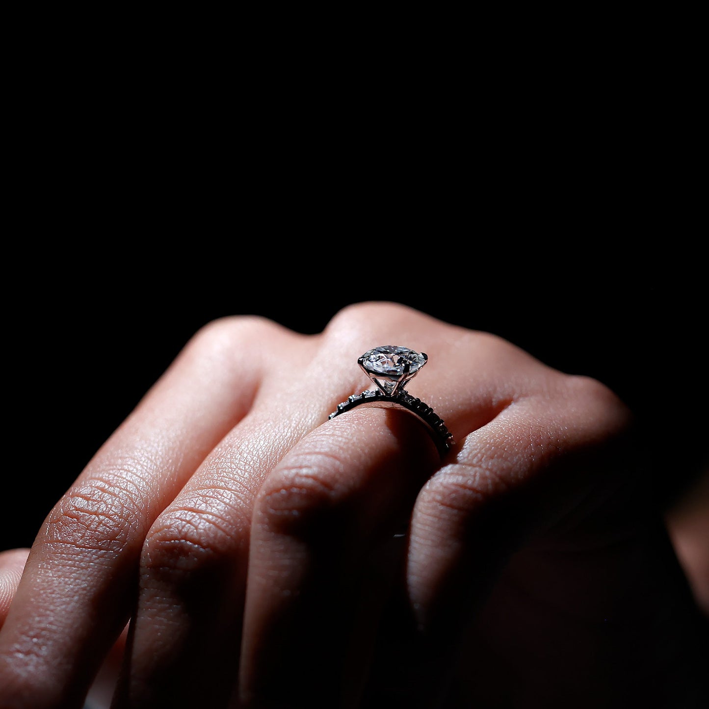 Certified Round Moissanite Solitaire Engagement Ring For Her