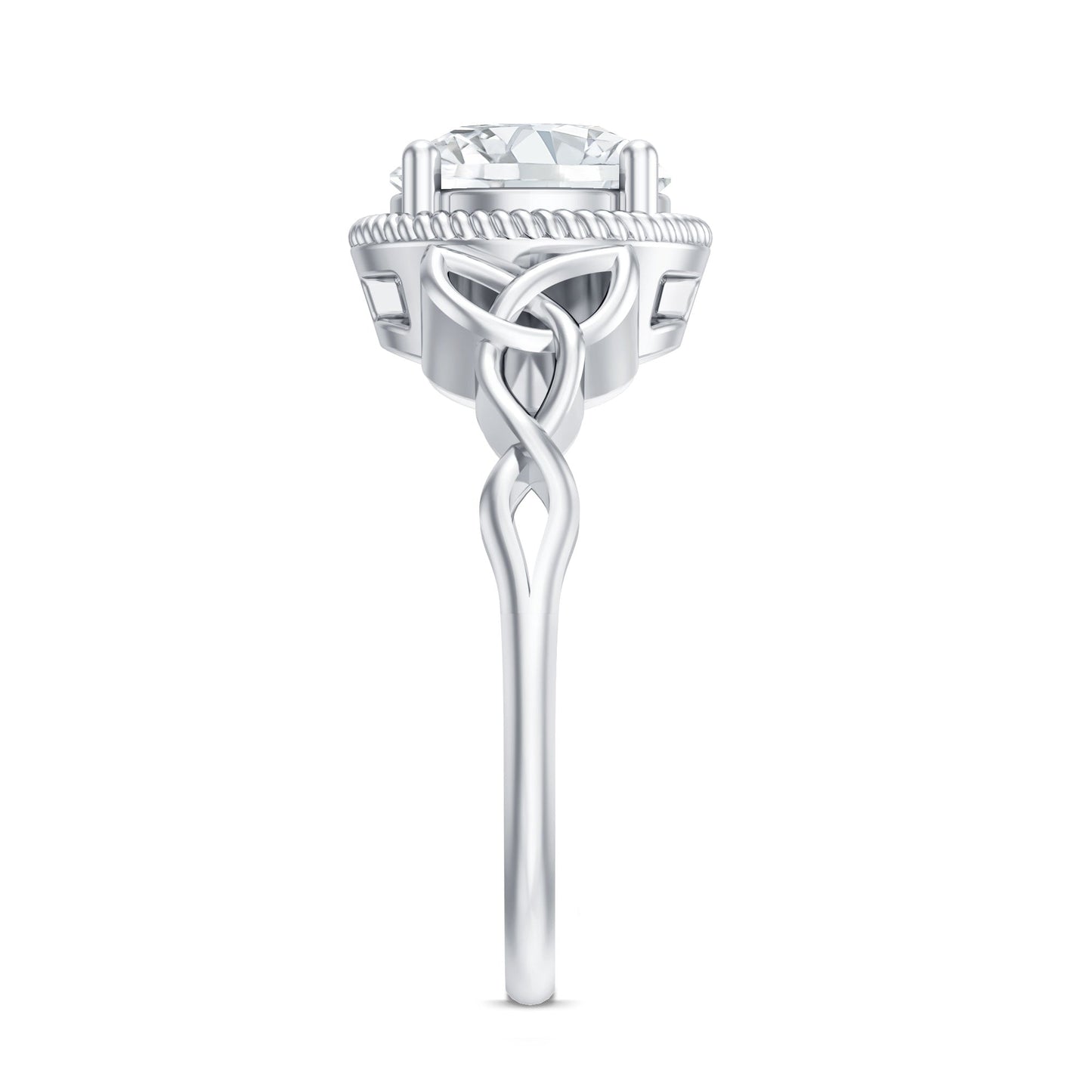 Brilliant Cut Moissanite Engagement Ring with Rope Frame