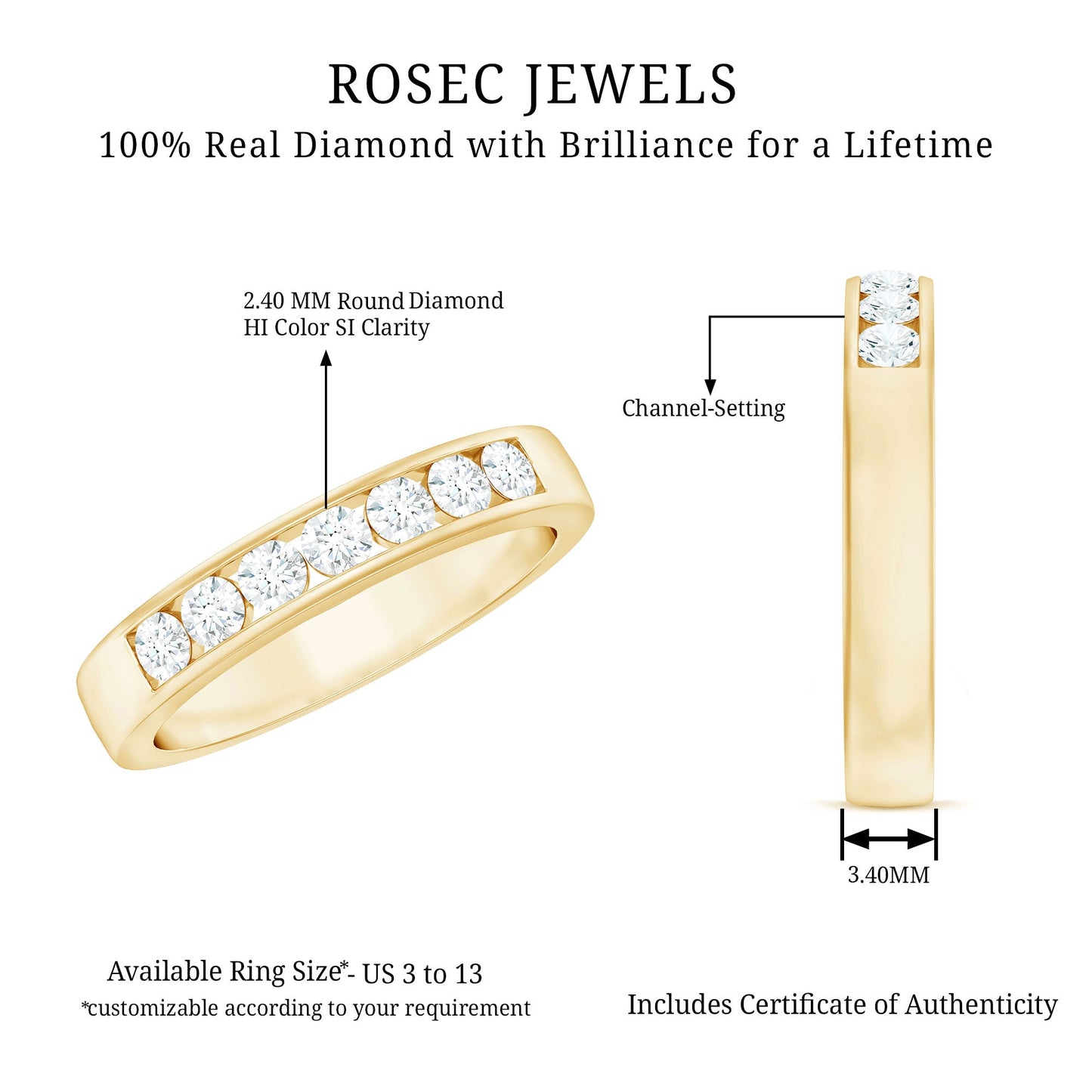 Diamond Seven Stone Band Ring in Channel Setting