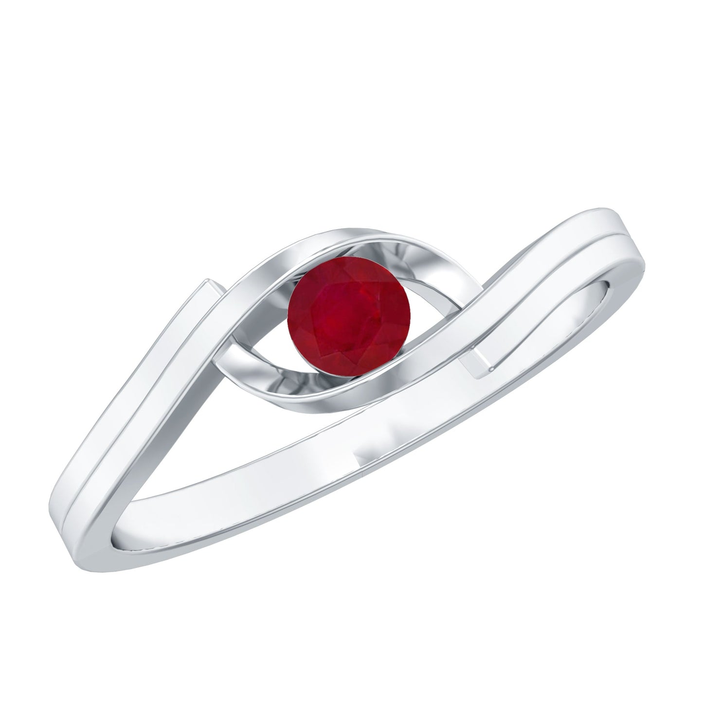 Natural Red Ruby Promise Ring with Bypass Shank