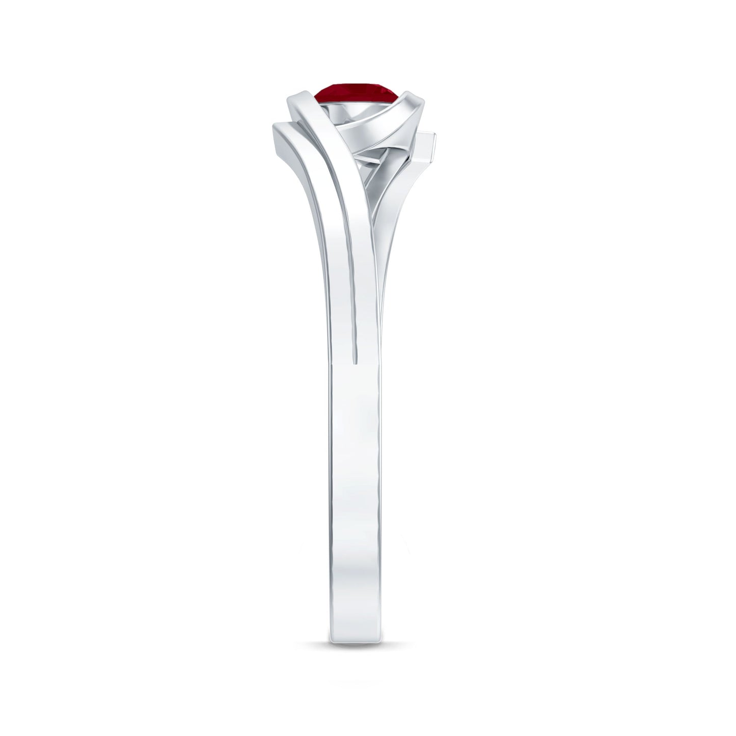 Natural Red Ruby Promise Ring with Bypass Shank