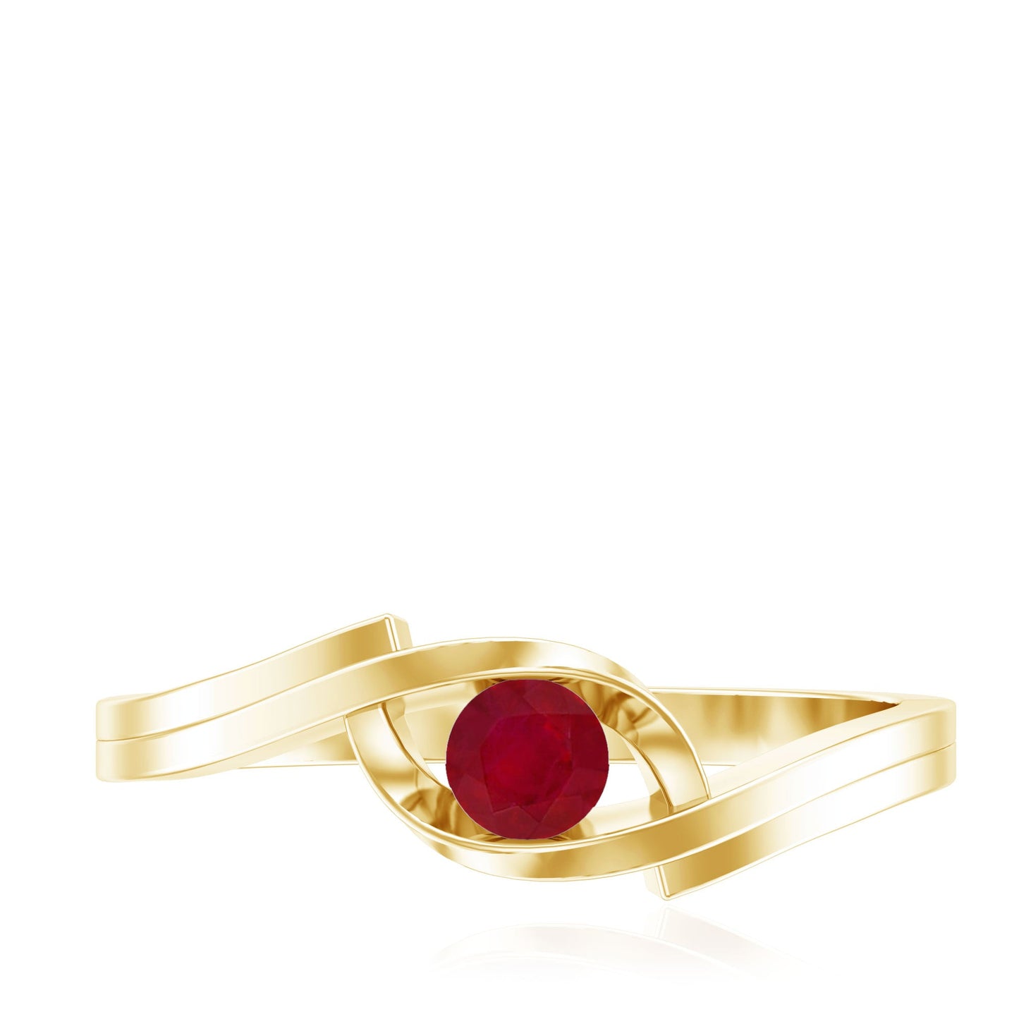Natural Red Ruby Promise Ring with Bypass Shank