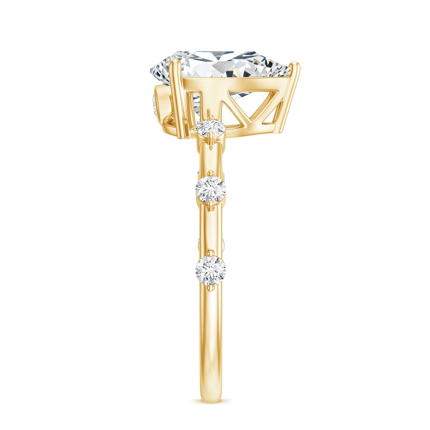 Pear Shaped Moissanite Engagement Ring with Spaced Accent