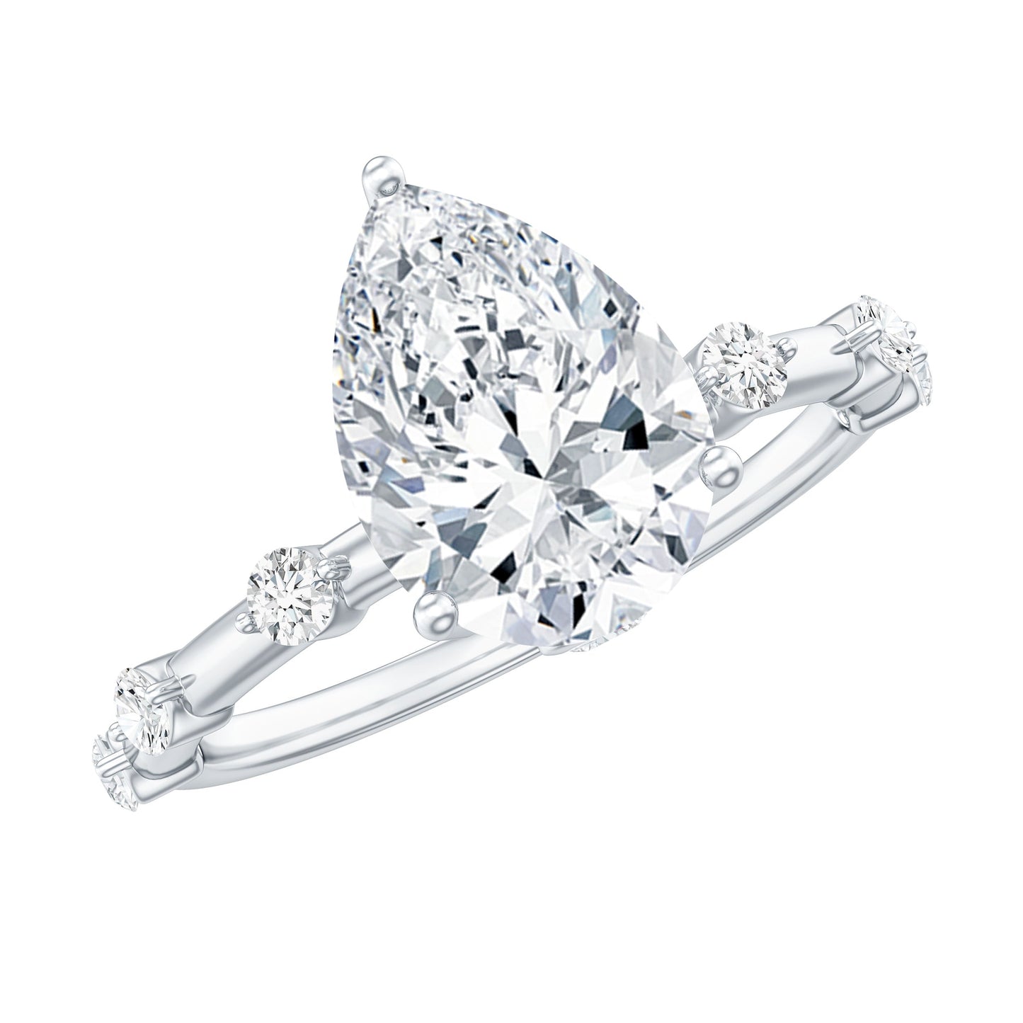Pear Shaped Moissanite Big Engagement Ring For Women