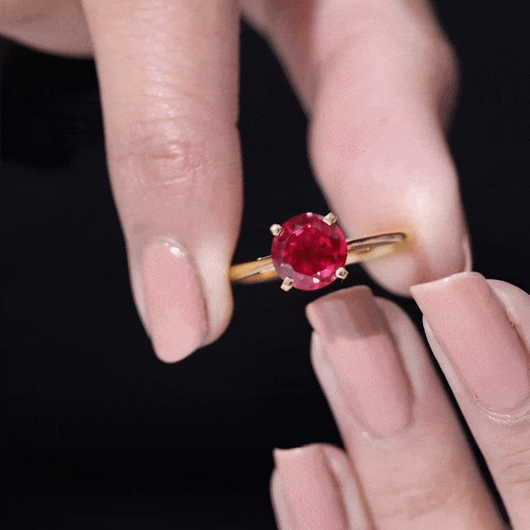 Solitaire 2.3 Carat Round Lab Grown Ruby Cathedral Engagement Ring