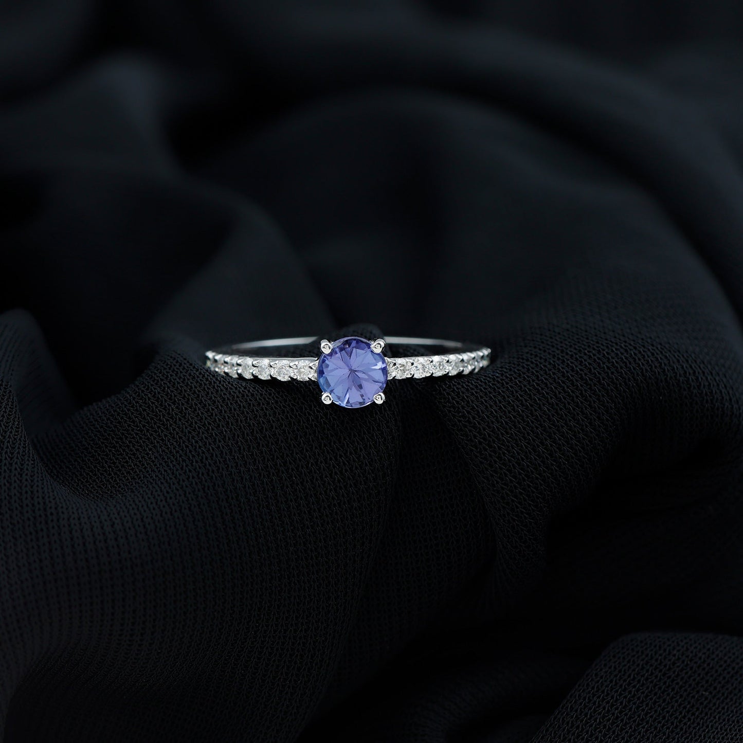 Natural Tanzanite Diamond Promise Ring for Engagement