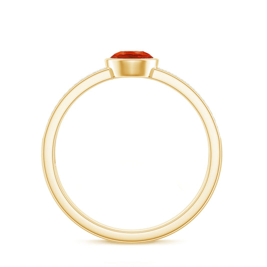 0.4 Carat Round Shape Fire Opal Engagement Ring with Diamond