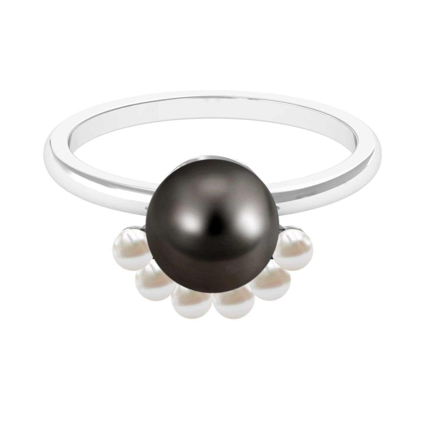 Designer 7.5 Carat Black and White Pearl Half Halo Engagement Ring