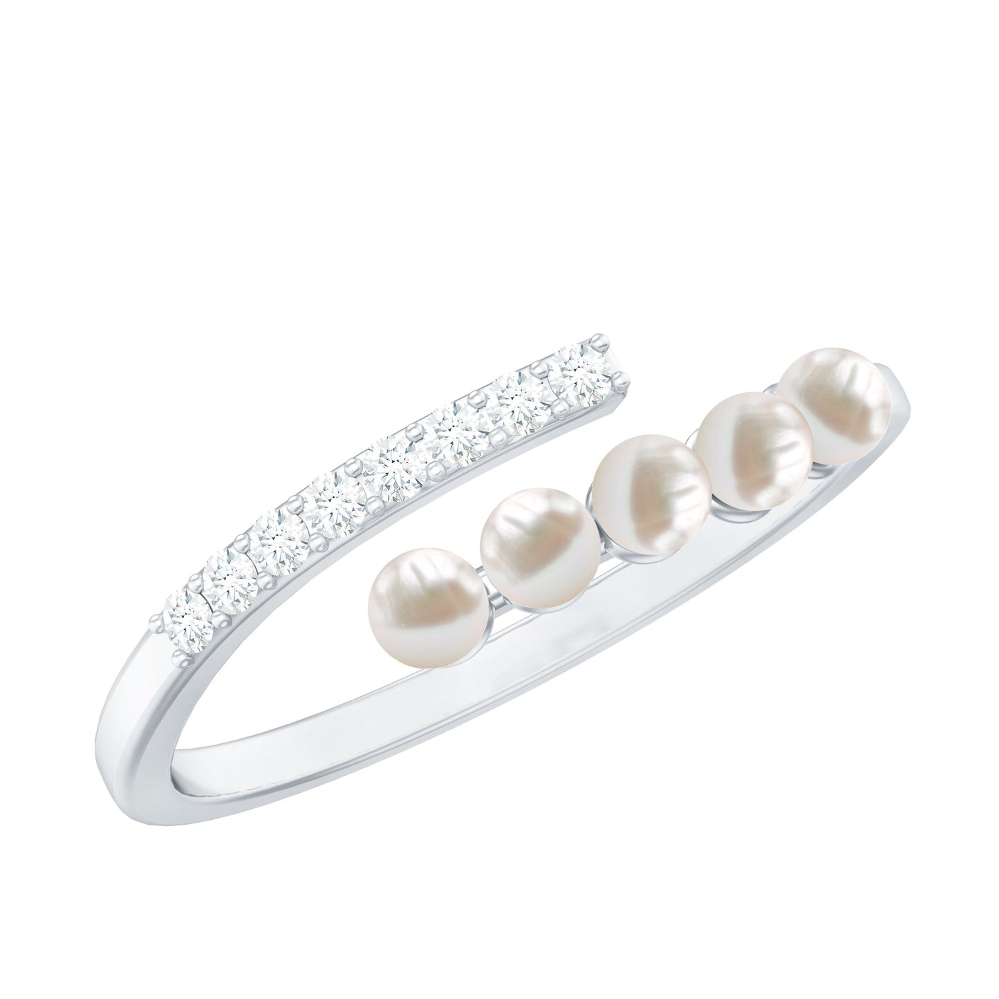Cultured Freshwater Pearl Diamond Wrap Ring for Women