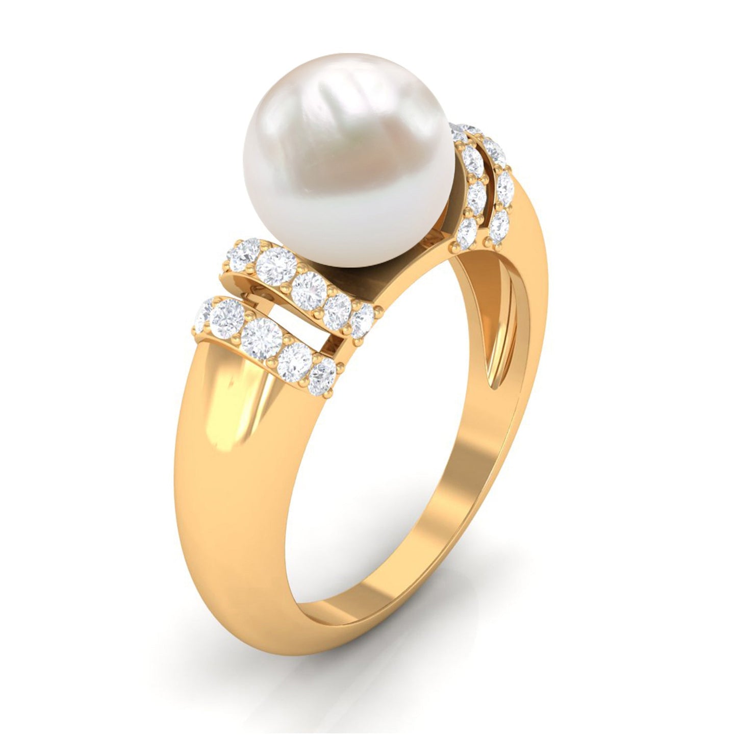 7.48 Carat Freshwater Pearl Solitaire Engagement Ring with Diamond