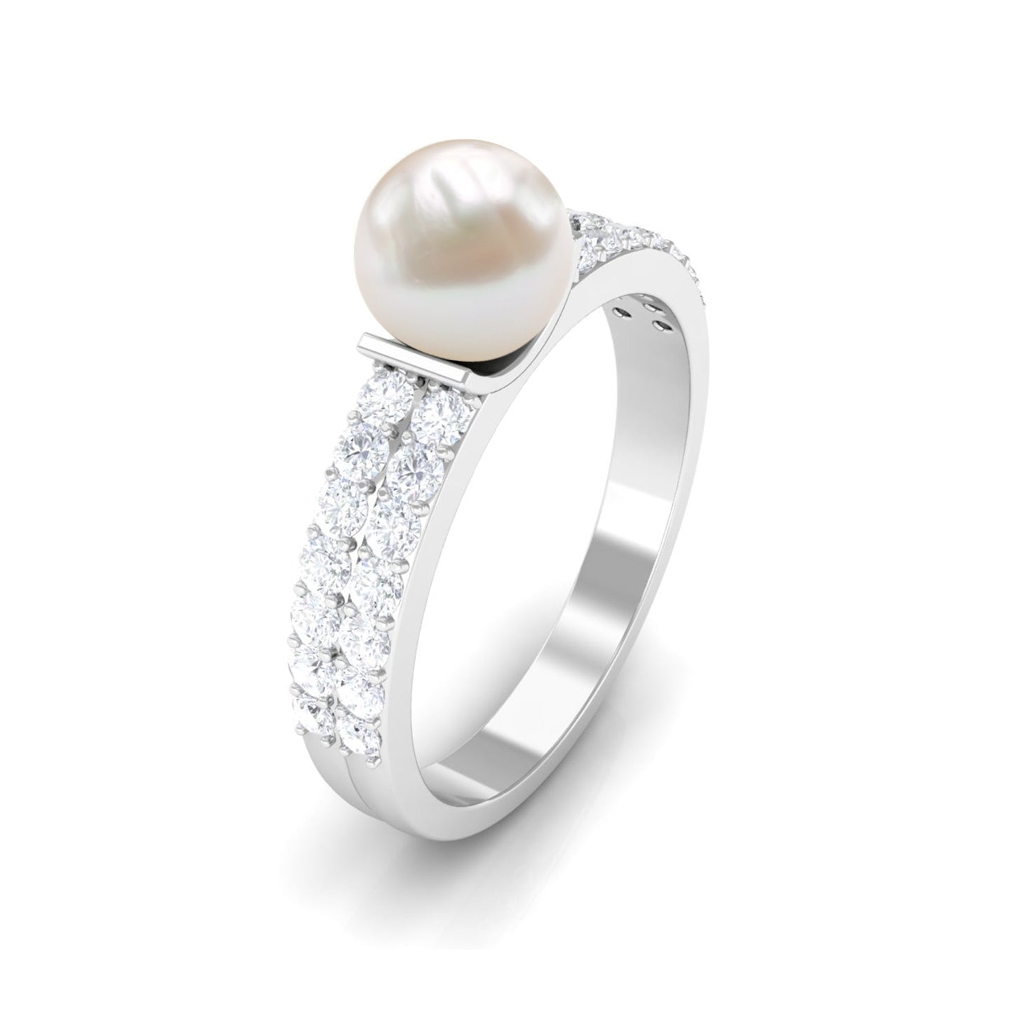 2.2 Carat Freshwater Pearl Engagement Ring with Diamond