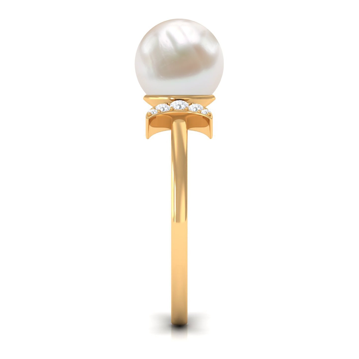 Natural 7.4 Carat Freshwater Pearl Solitaire Engagement Ring with Diamond