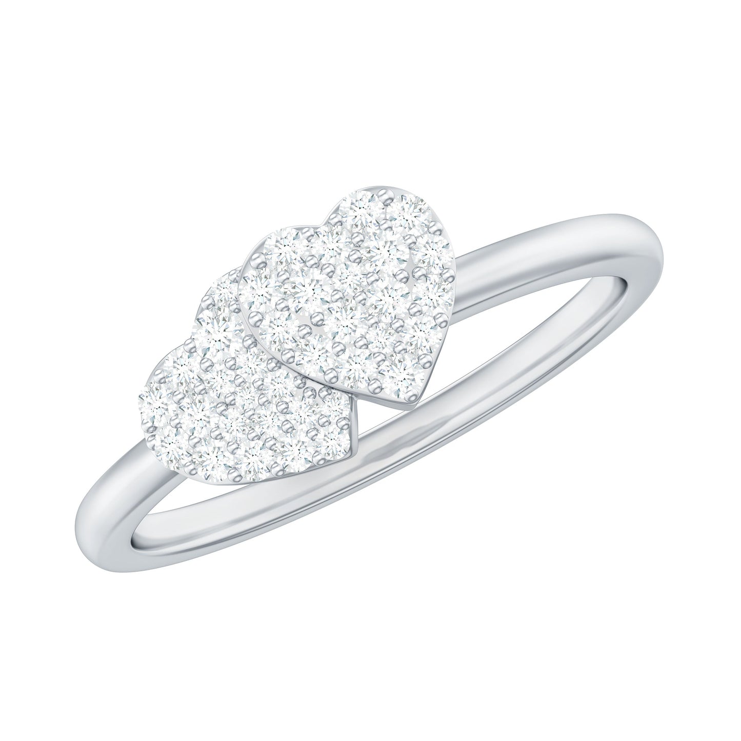 Natural Diamond Double Heart Ring for Promise