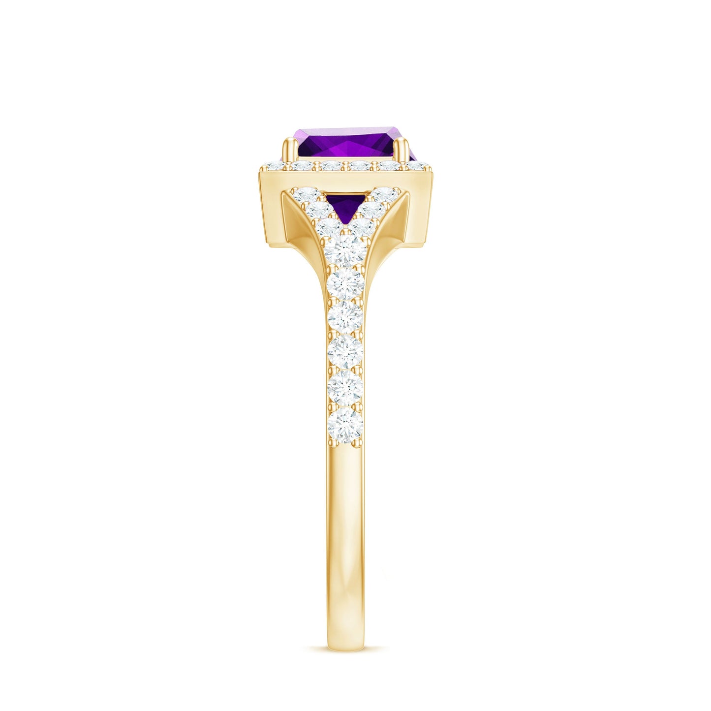 1.2 Carat Amethyst Princess Cut Engagement Ring with Moissanite Split Shank