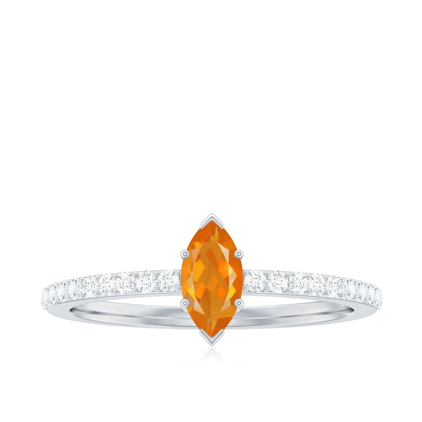 0.3 Carat Fire Opal Marquise Engagement Ring with Diamond