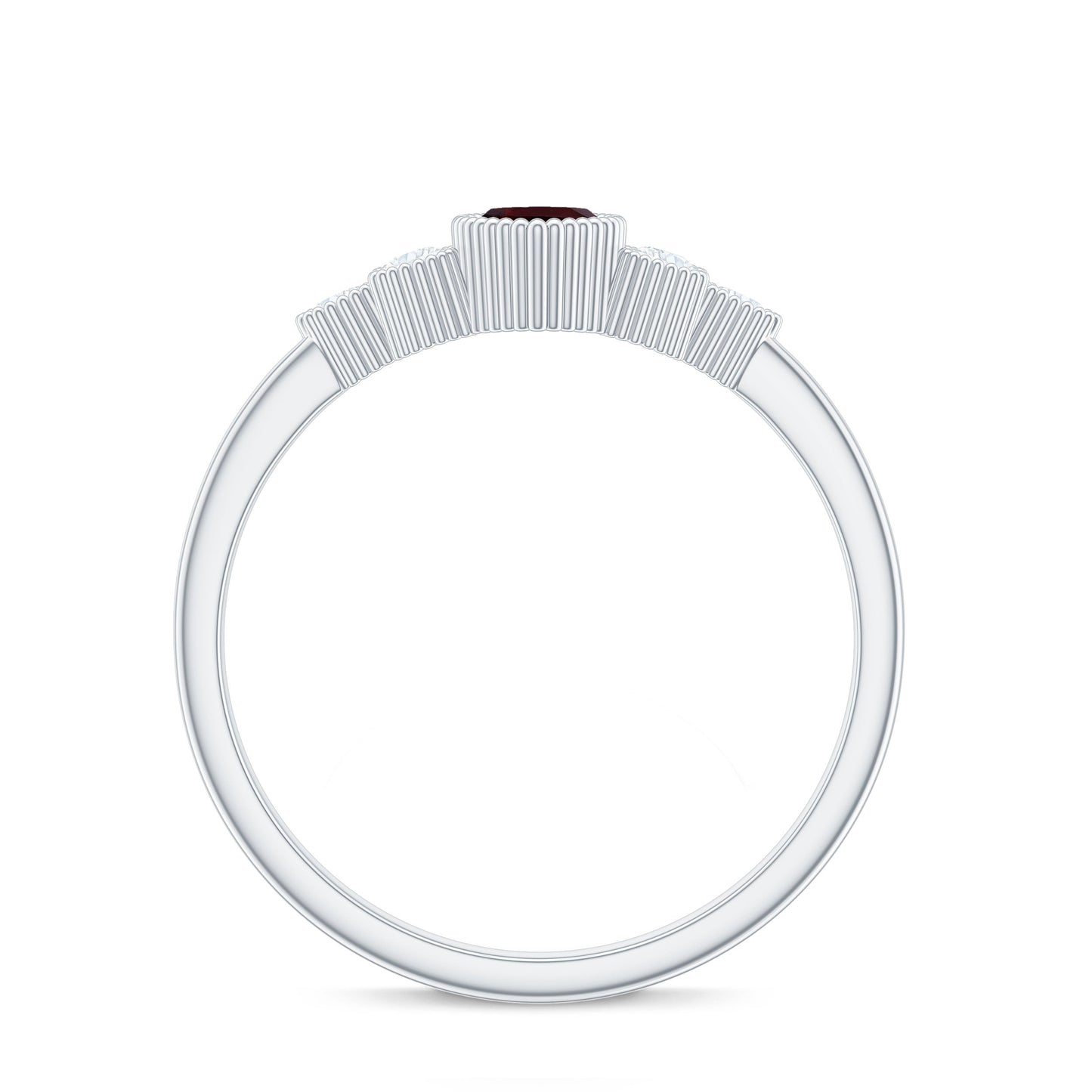 Natural 0.7 Carat Garnet Marquise Engagement Ring with Diamond