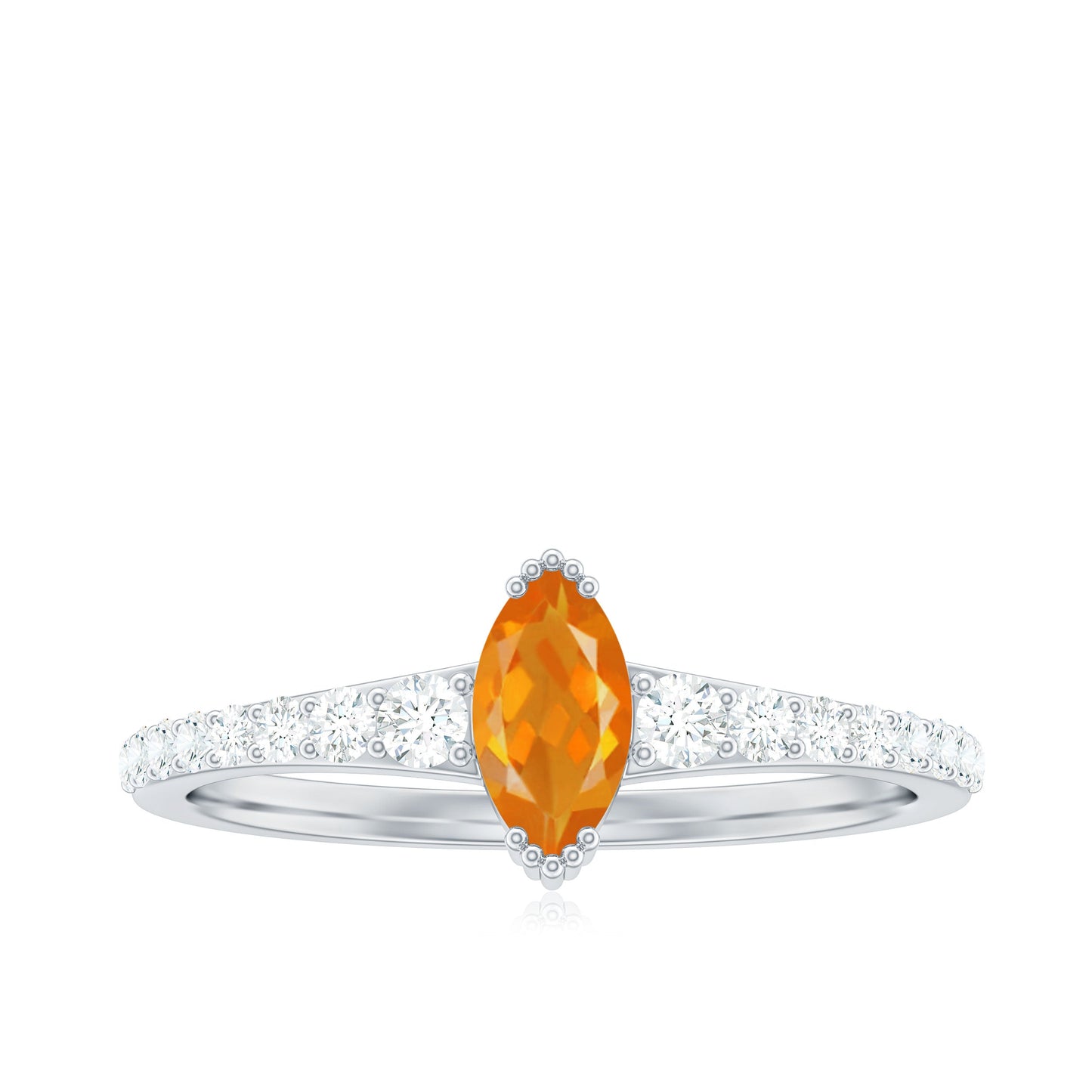 0.3 Carat Marquise Fire Opal Engagement Ring with Diamond
