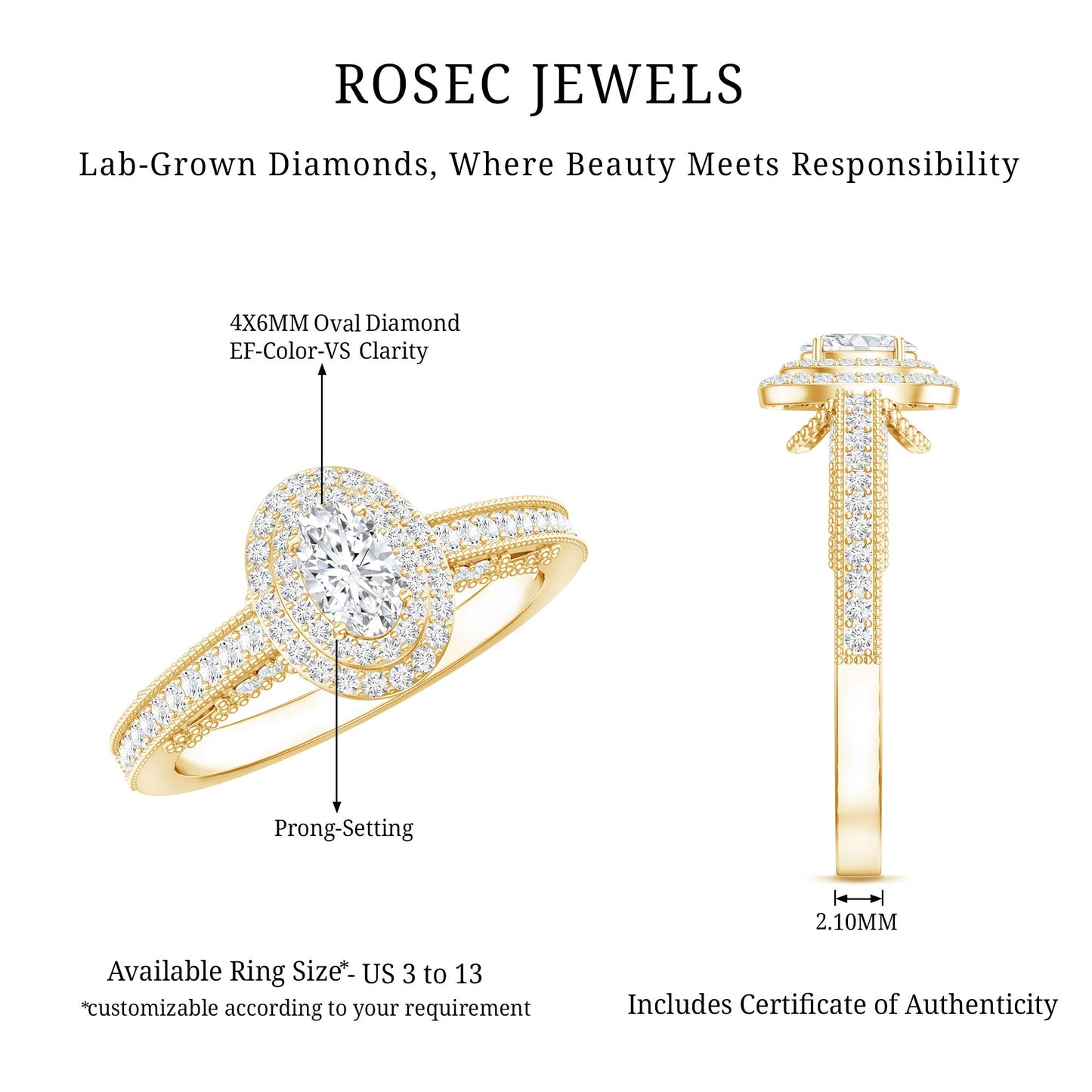 Vintage Inspired Lab Grown Diamond Double Halo Engagement Ring