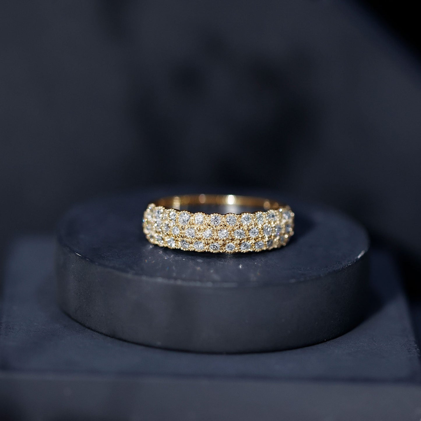 3 Row Lab Grown Diamond Wide Wedding Band with Certificate