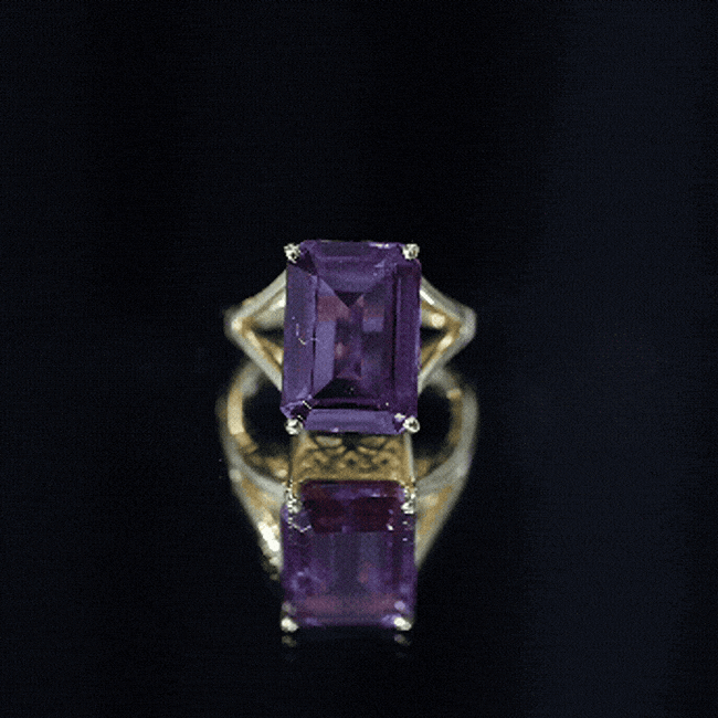 8 Carat Lab Grown Alexandrite Emerald Cut Engagement Ring
