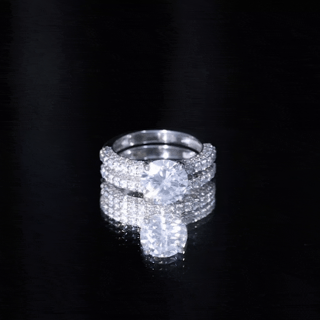 2 Carat Moissanite Engagement Ring with Wedding Band