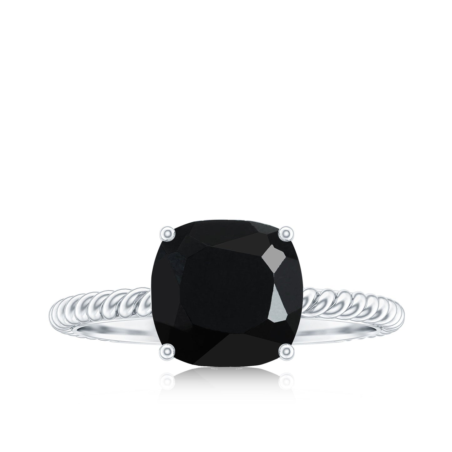 2.8 Carat Cushion Cut Lab Grown Black Diamond Engagement Ring with Surprise White Diamond